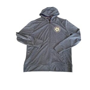 Weatherproof Vintage Mens Blue Heather Wave Riders Club Graphic Zip Hoodie M